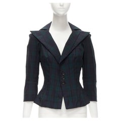 JUNYA WATANABE 1996 Vintage green plaid deconstructed panels fitted blazer S