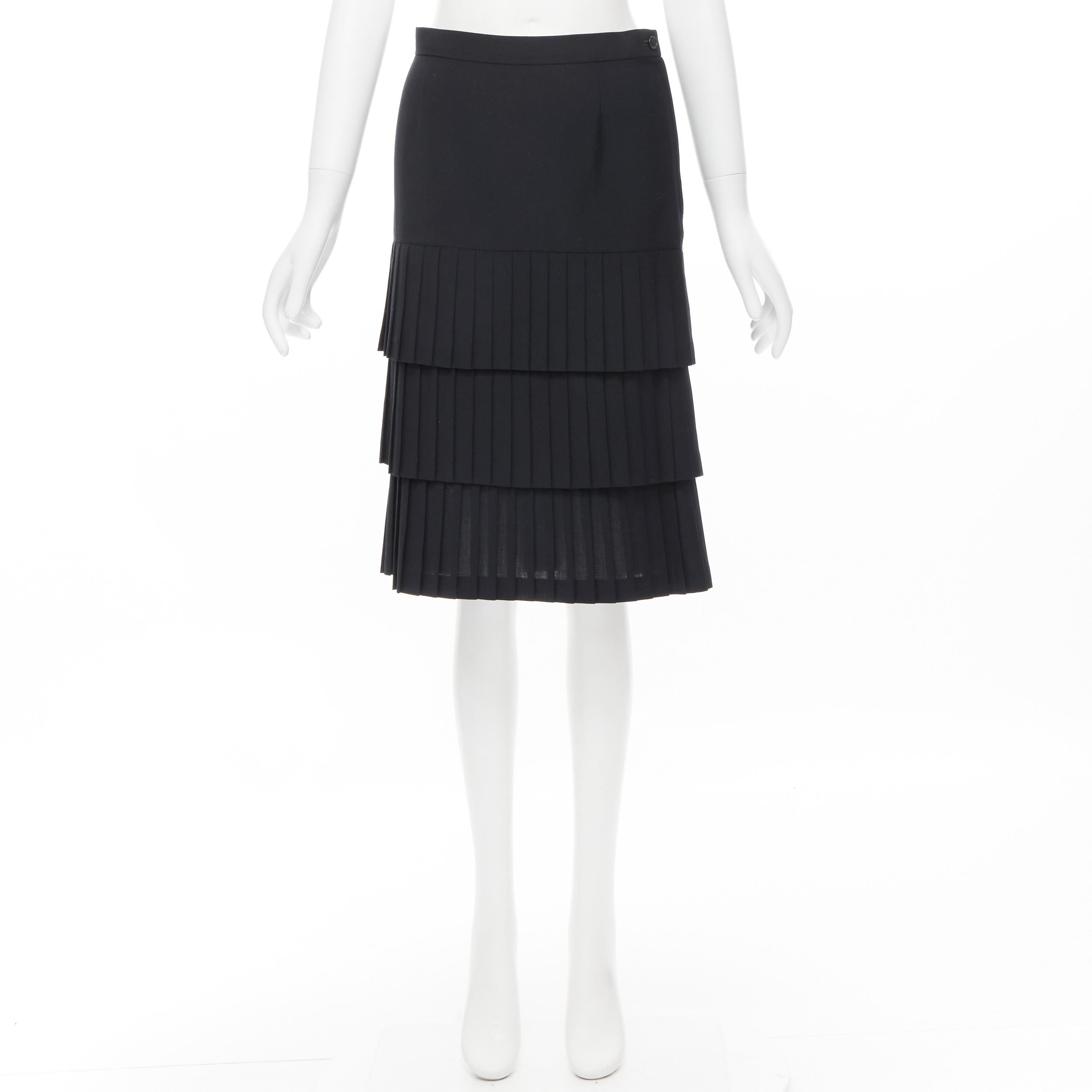 JUNYA WATANABE 1998 black pleated tiered hem pencil skirt S For Sale 7