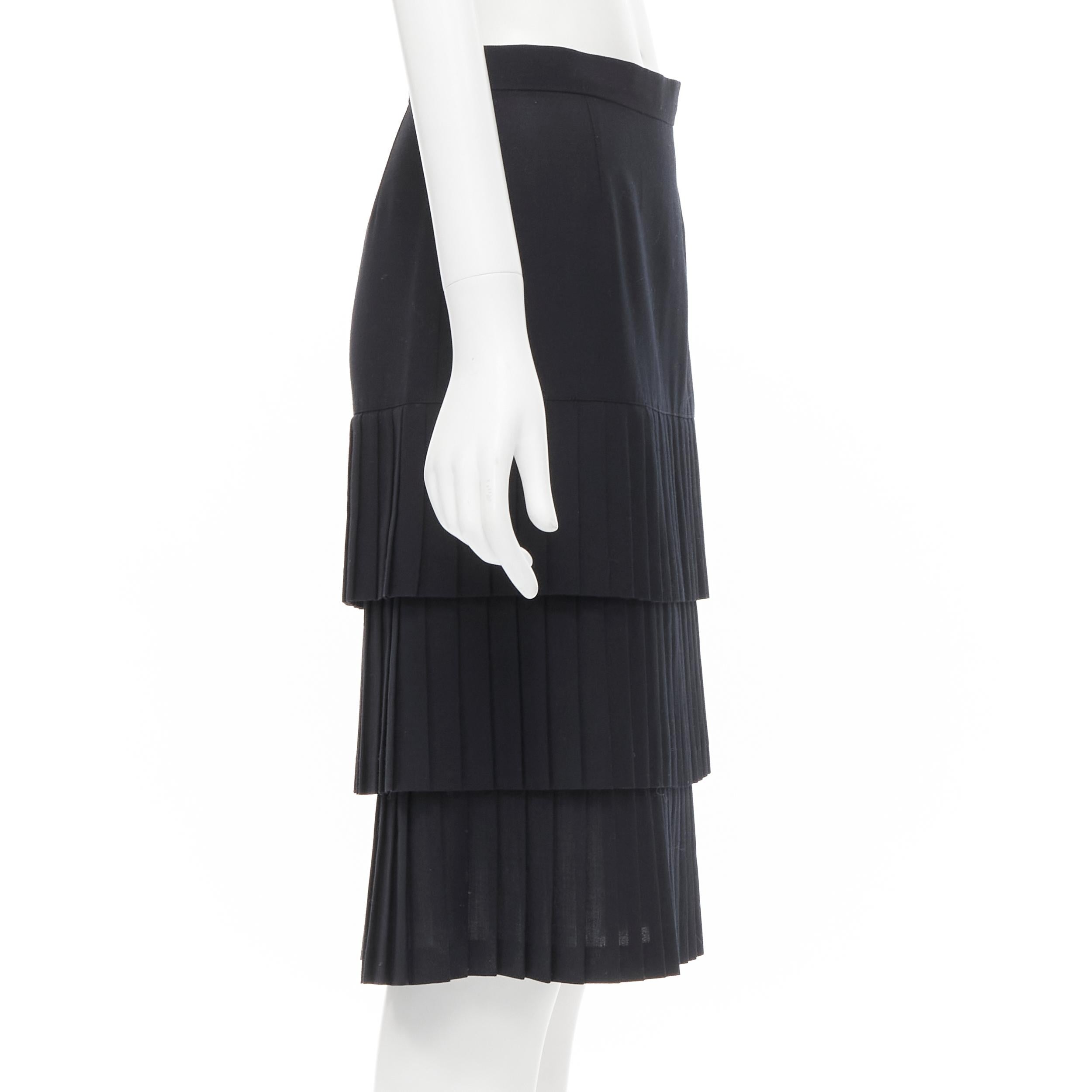 JUNYA WATANABE 1998 black pleated tiered hem pencil skirt S In Excellent Condition For Sale In Hong Kong, NT