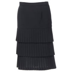 JUNYA WATANABE 1998 black pleated tiered hem pencil skirt S