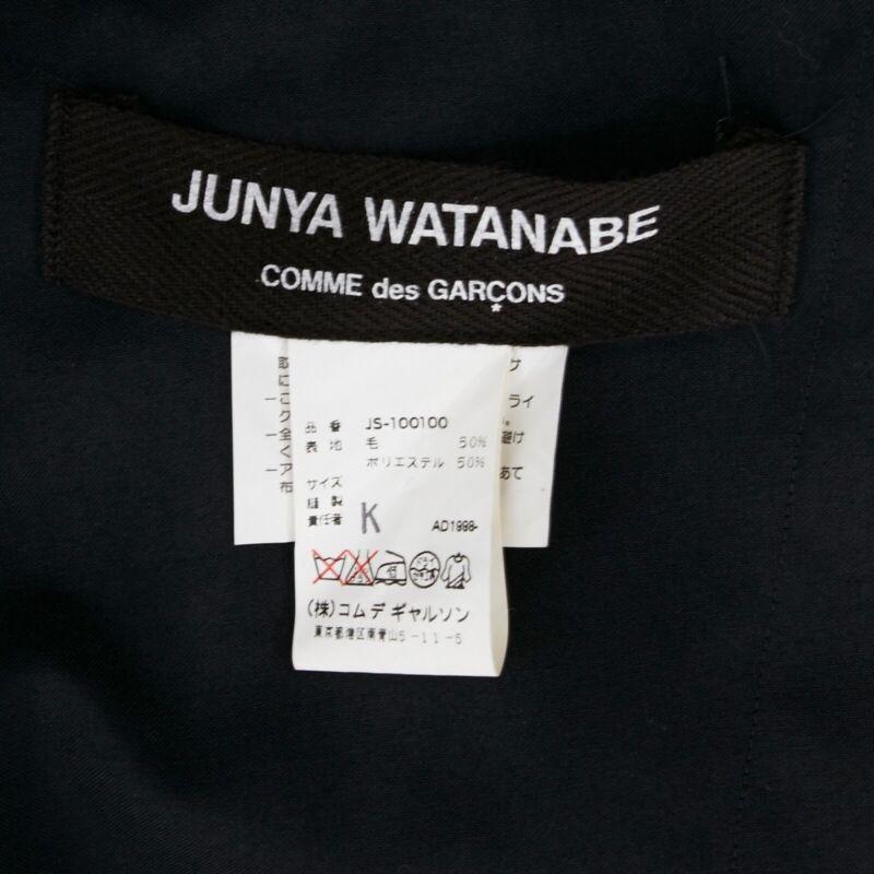 Jupe portefeuille plissée devant jupe portefeuille JUNYA WATANABE 1998 en laine mélangée noire origami M en vente 4