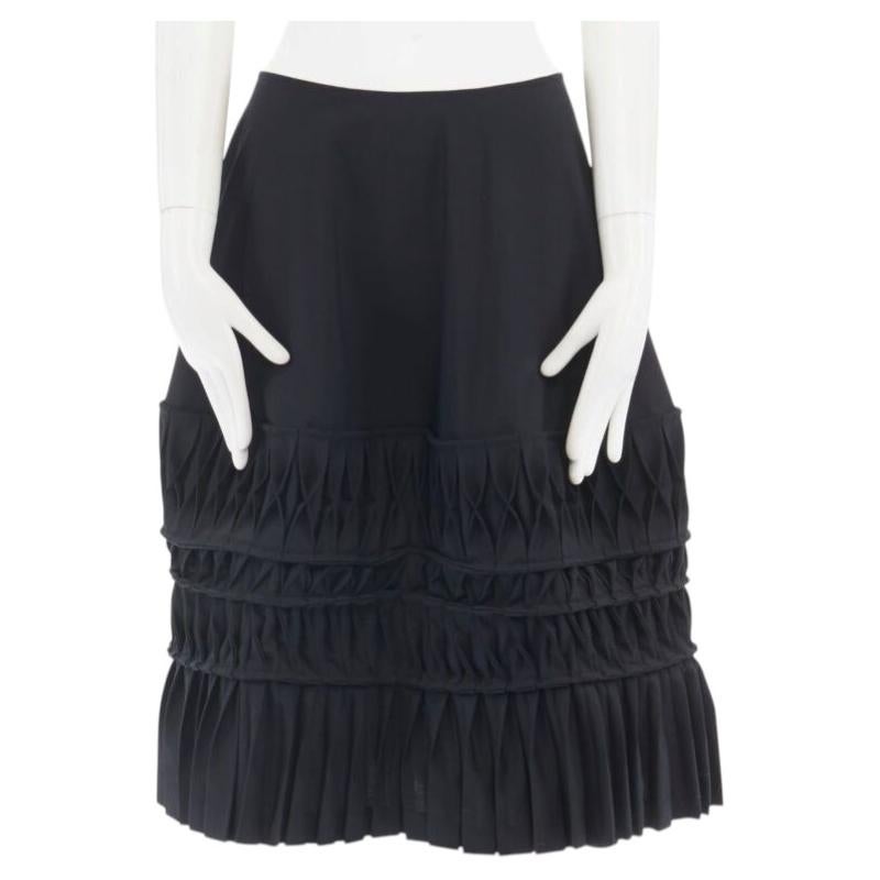JUNYA WATANABE 1998 black wool blend origami pleated front wrap tie skirt M