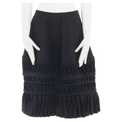 JUNYA WATANABE 1998 black wool blend origami pleated front wrap tie skirt M
