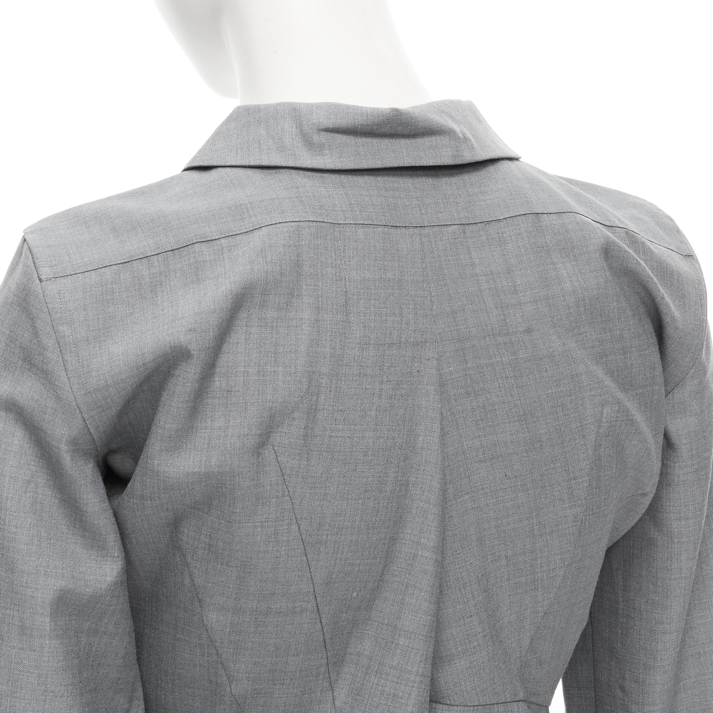 Junya Watanabe 1998 Body Structure, camicia in lana grigia con arricciatura in vita 3