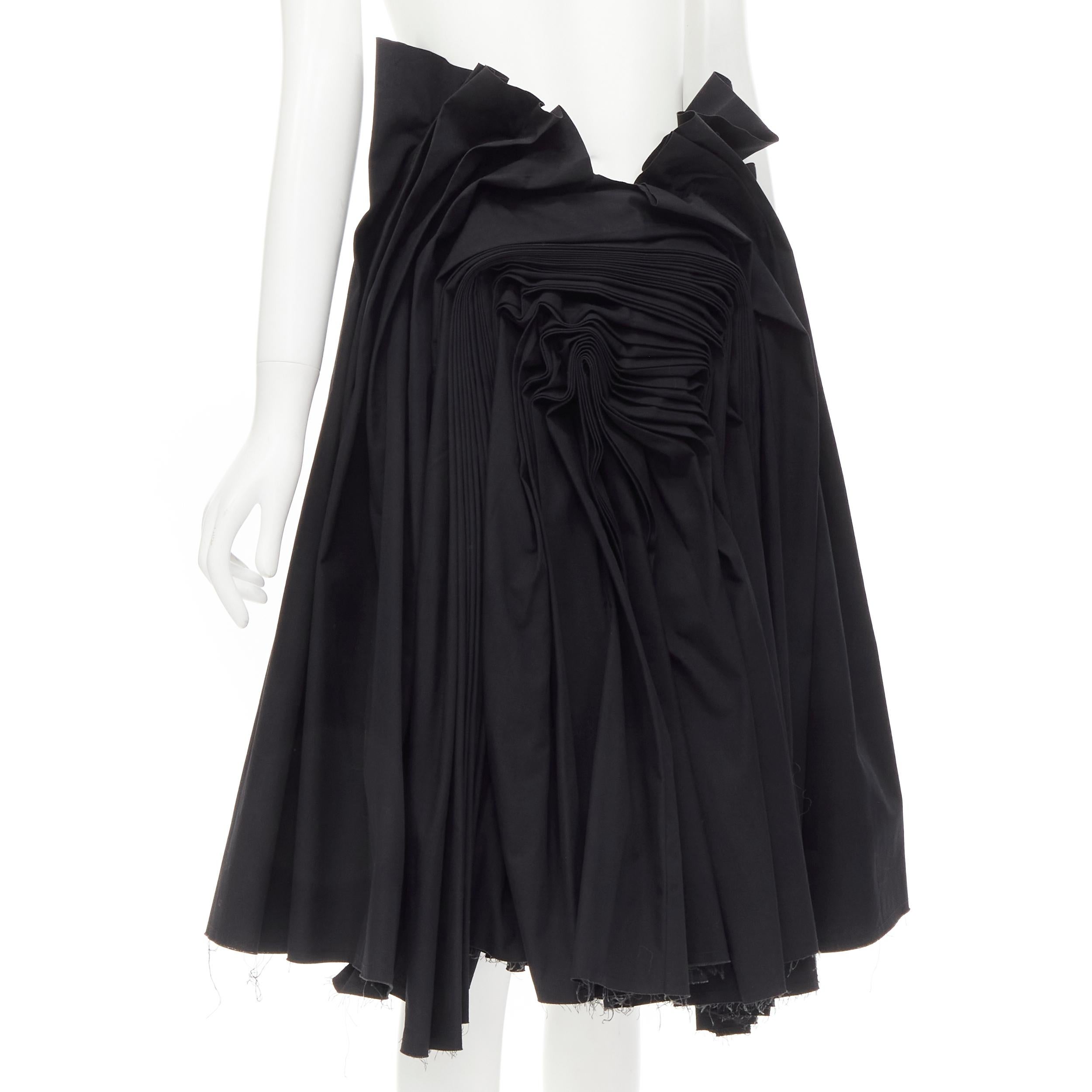Black JUNYA WATANABE 1998 Runway Vintage black Madame Grey draped pleat skirt For Sale