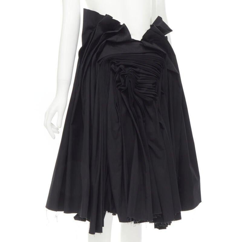 Black JUNYA WATANABE 1998 Runway Vintage black Madame Grey draped pleat skirt For Sale