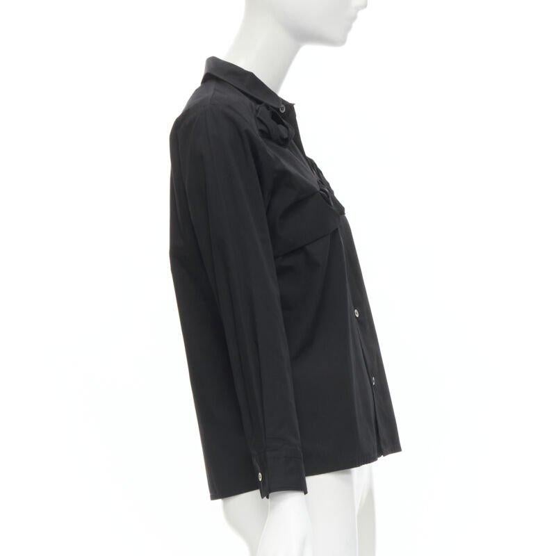 JUNYA WATANABE 1999 black cotton rose bud round collar long sleeve shirt M In Good Condition For Sale In Hong Kong, NT