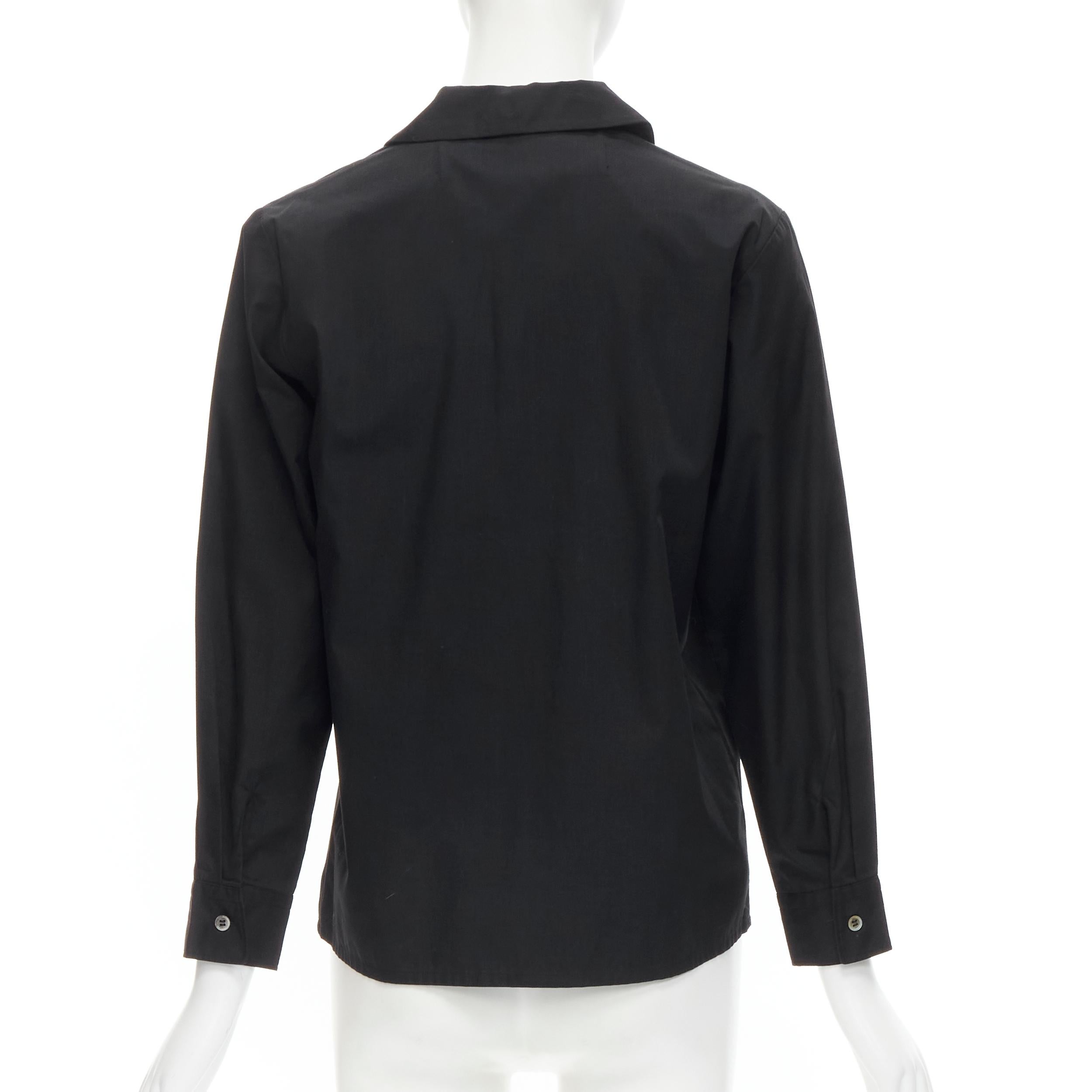 JUNYA WATANABE 1999 black cotton rose bud round collar long sleeve shirt M In Good Condition For Sale In Hong Kong, NT