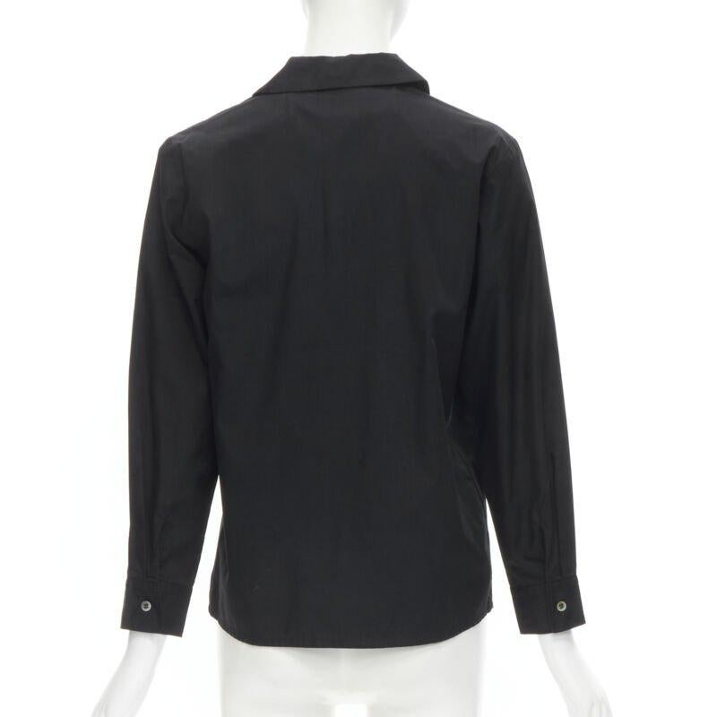 Women's JUNYA WATANABE 1999 black cotton rose bud round collar long sleeve shirt M For Sale