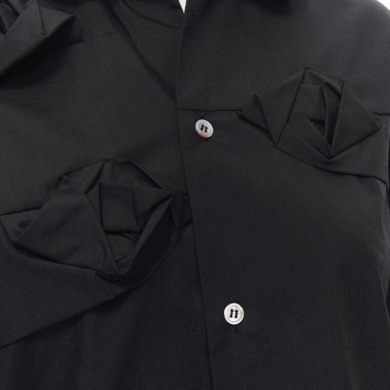 JUNYA WATANABE 1999 black cotton rose bud round collar long sleeve shirt M For Sale 2