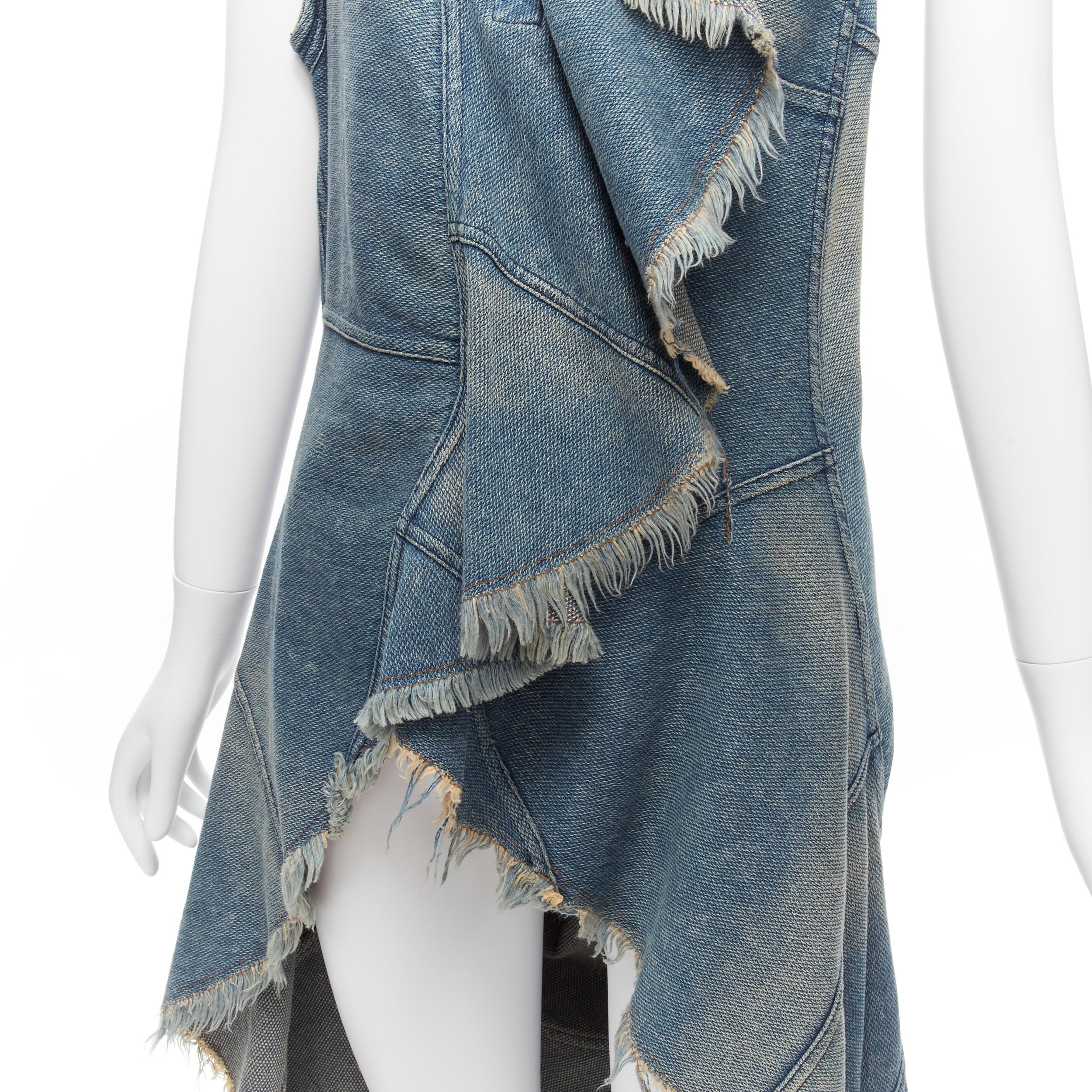 JUNYA WATANABE 2001 Vintage distressed denim deconstructed beggar look hi low wrap vest M
Reference: CRTI/A00447
Brand: Junya Watanabe
Designer: Junya Watanabe
Collection: 2001
Material: Denim
Color: Blue
Pattern: Solid
Closure: Snap Buttons
Extra