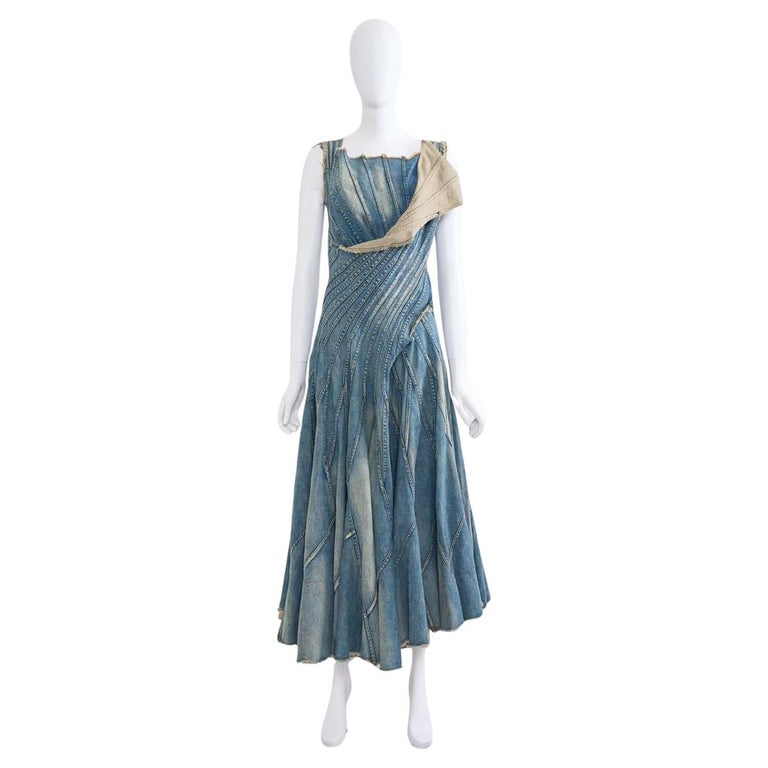 junya watanabe denim dress Junya Watanabe 2002 Denim Runway Dress at 1stDibs