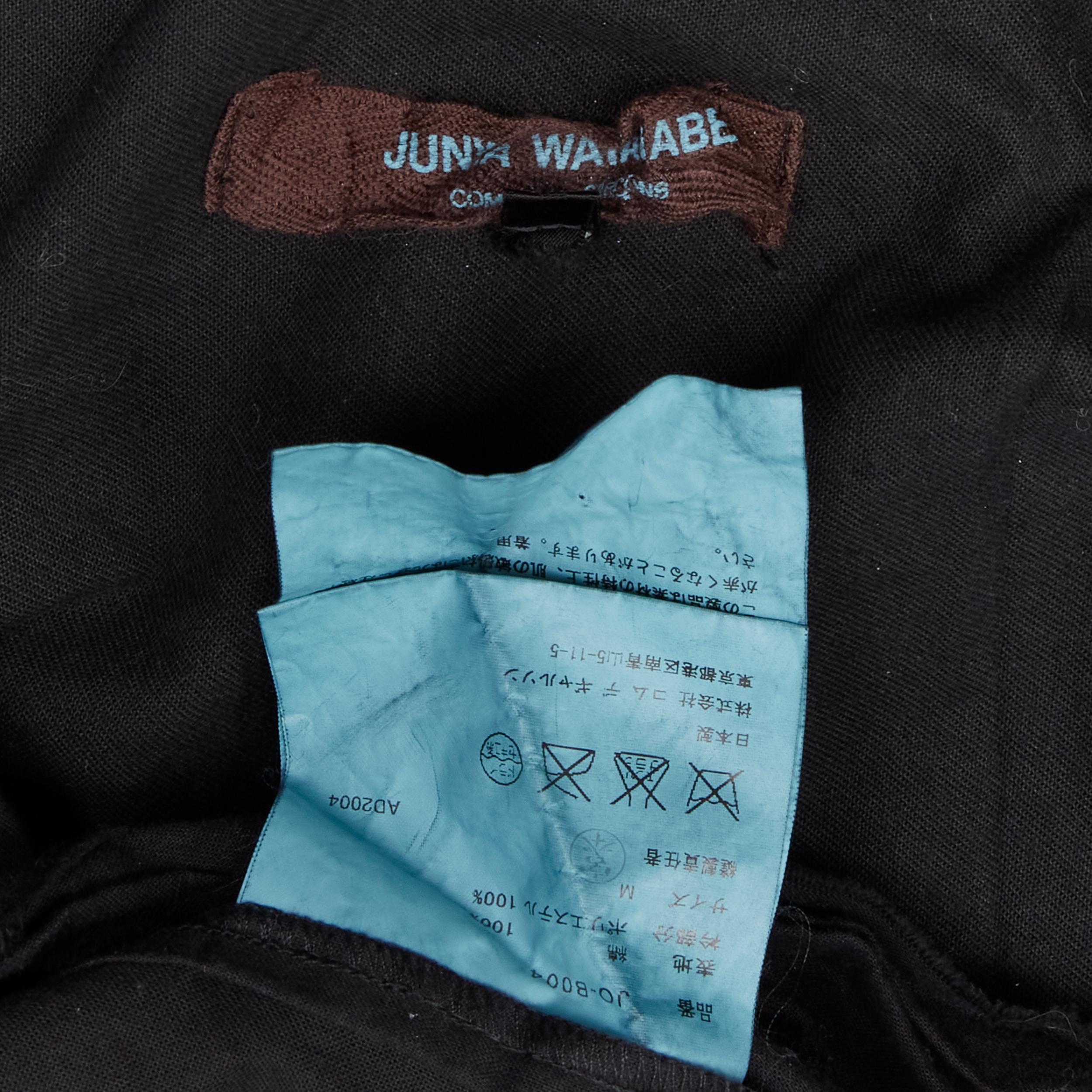 JUNYA WATANABE 2004 black cotton gold twisted zipper collar bias raw cut vest M For Sale 7