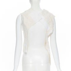 JUNYA WATANABE 2004 ivory creameyelet embroidery lace patchwork top vest S