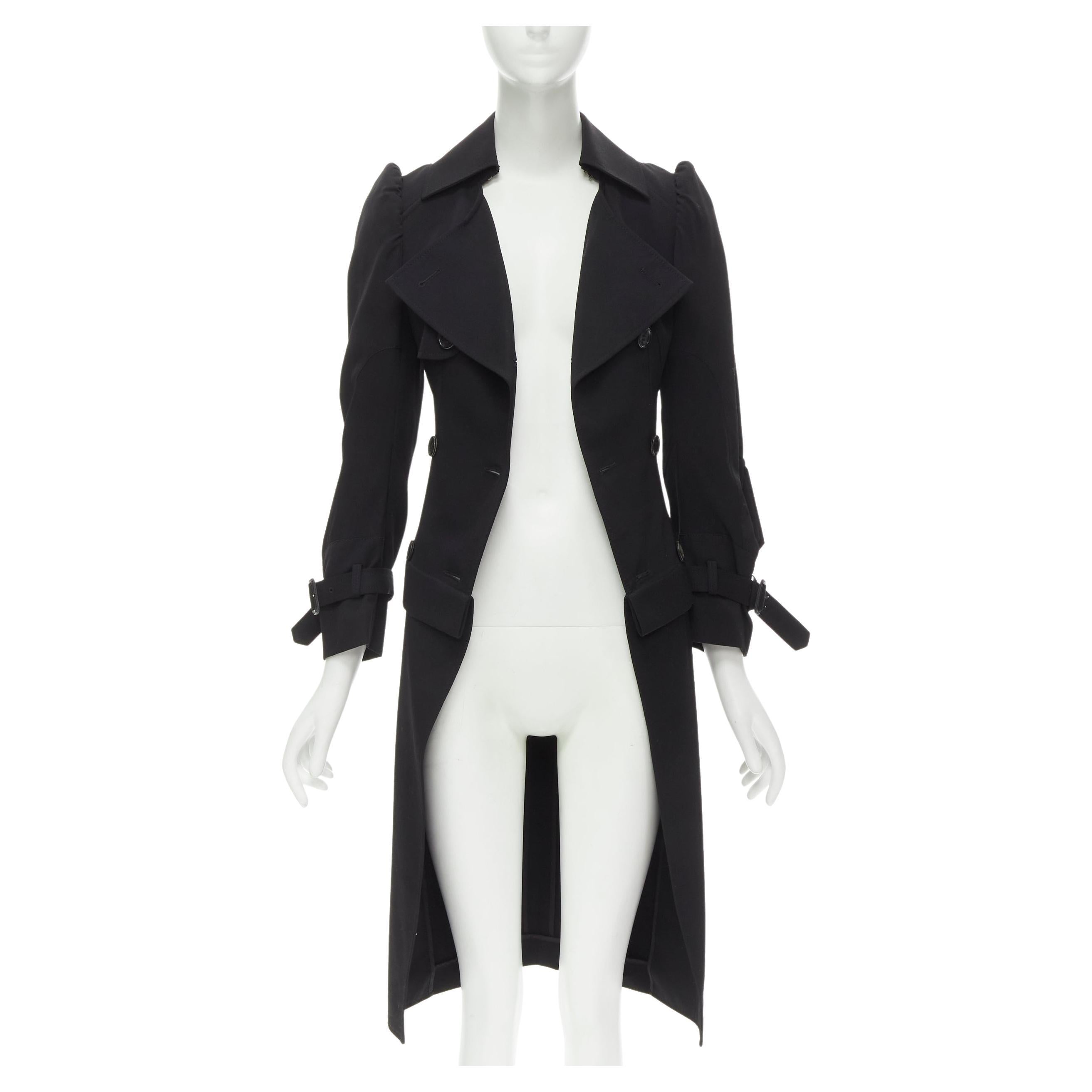 JUNYA WATANABE 2005 black deconstructed patch back puff sleeve trench coat S