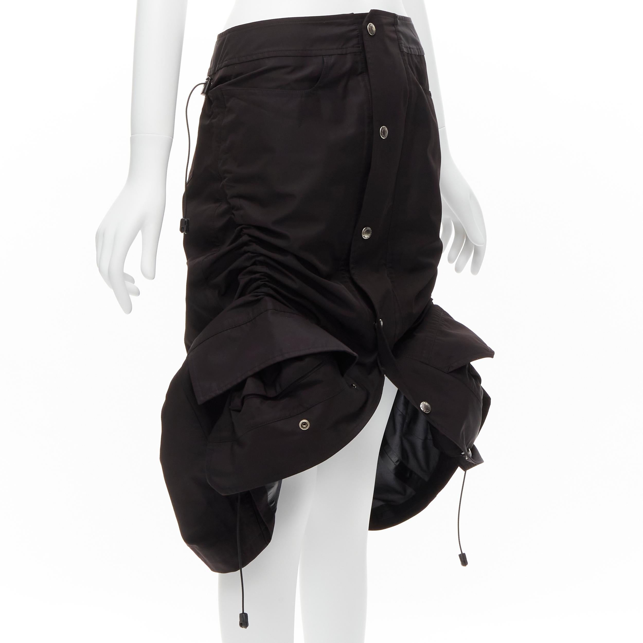 JUNYA WATANABE 2005 Runway black adjustable toggle nylon parachute skirt M In Excellent Condition In Hong Kong, NT