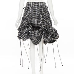 JUNYA WATANABE 2005 Windstopper grey houndstooth tweed parachute toggle skirt M