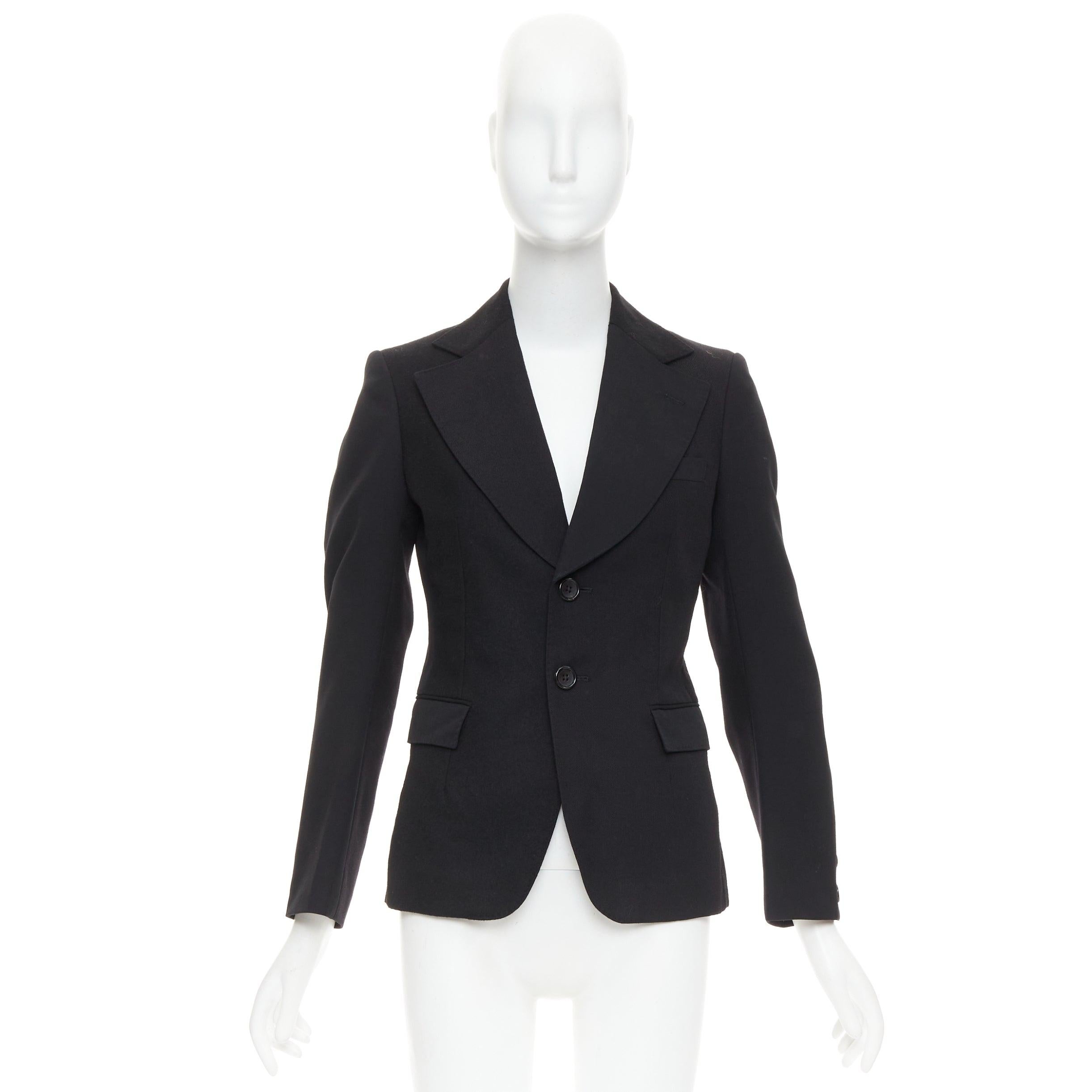 Junya Watanabe 2006 blazer en laine noire contrastée à large col et poches à rabat XS en vente 5