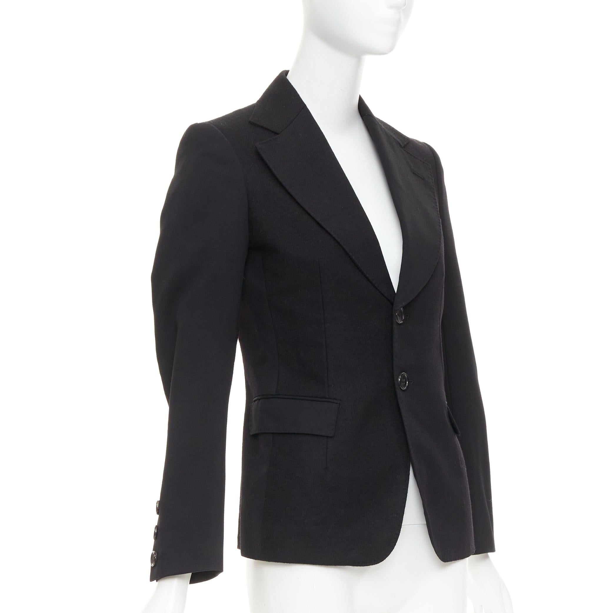 Junya Watanabe 2006 blazer en laine noire contrastée à large col et poches à rabat XS Excellent état - En vente à Hong Kong, NT