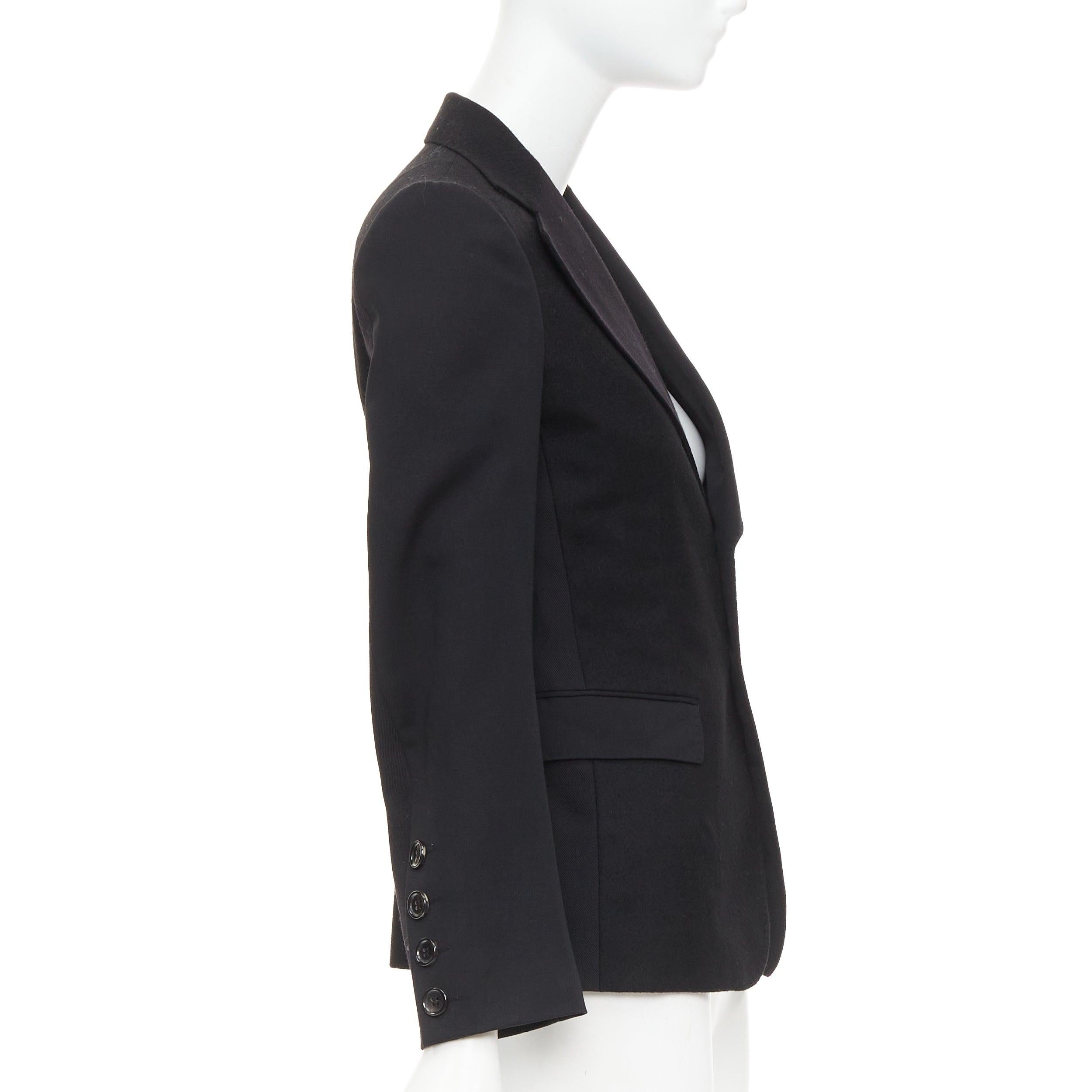 Junya Watanabe 2006 blazer en laine noire contrastée à large col et poches à rabat XS Pour femmes en vente