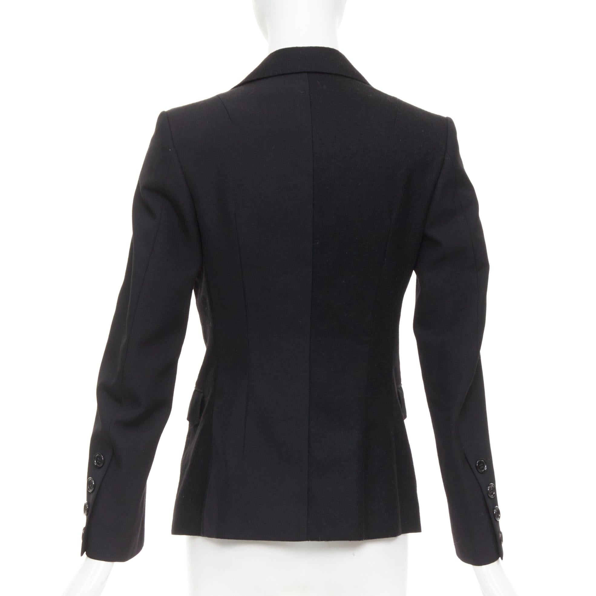 Junya Watanabe 2006 blazer en laine noire contrastée à large col et poches à rabat XS en vente 1