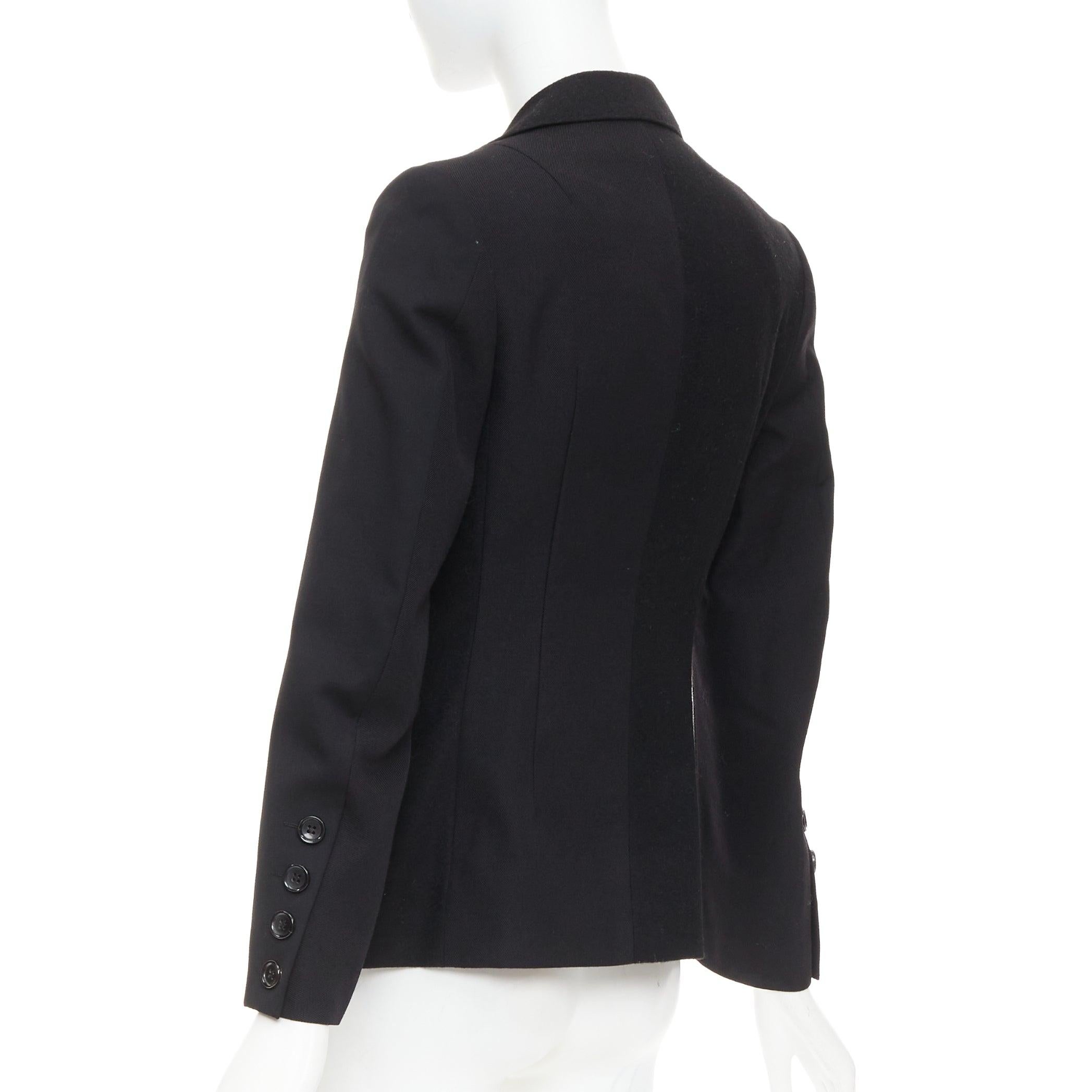 Junya Watanabe 2006 blazer en laine noire contrastée à large col et poches à rabat XS en vente 2