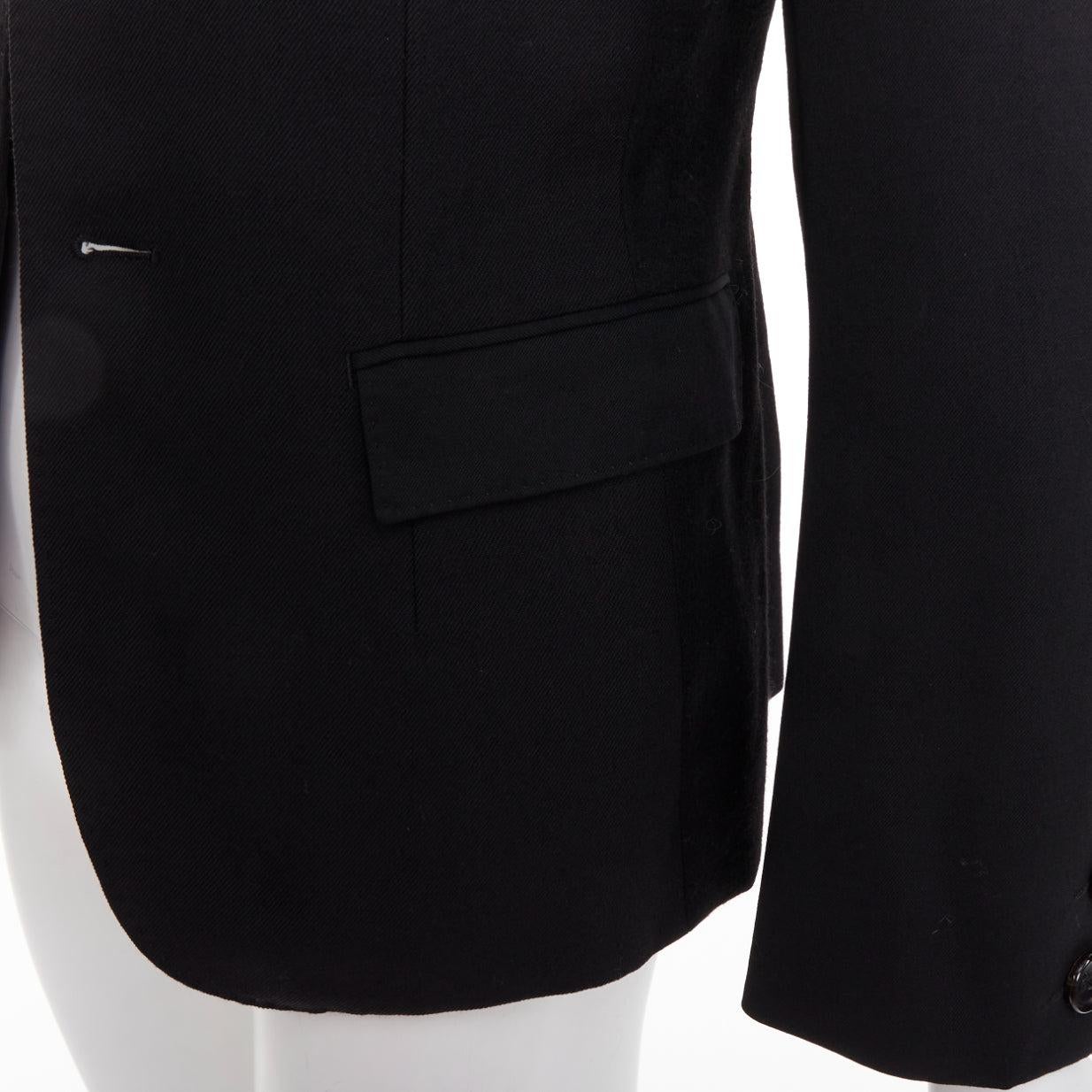 Junya Watanabe 2006 blazer en laine noire contrastée à large col et poches à rabat XS en vente 3