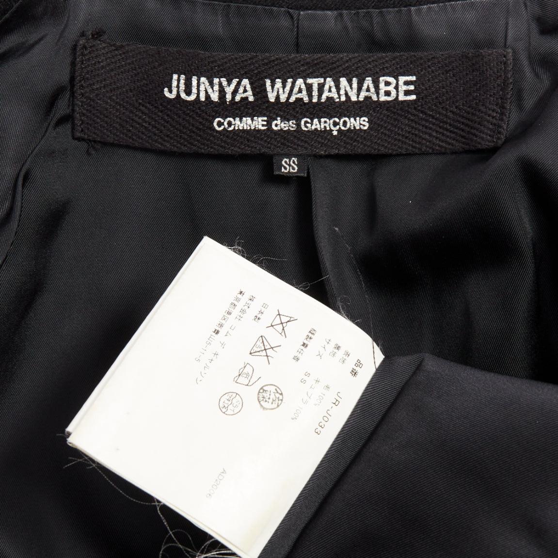 Junya Watanabe 2006 blazer en laine noire contrastée à large col et poches à rabat XS en vente 4