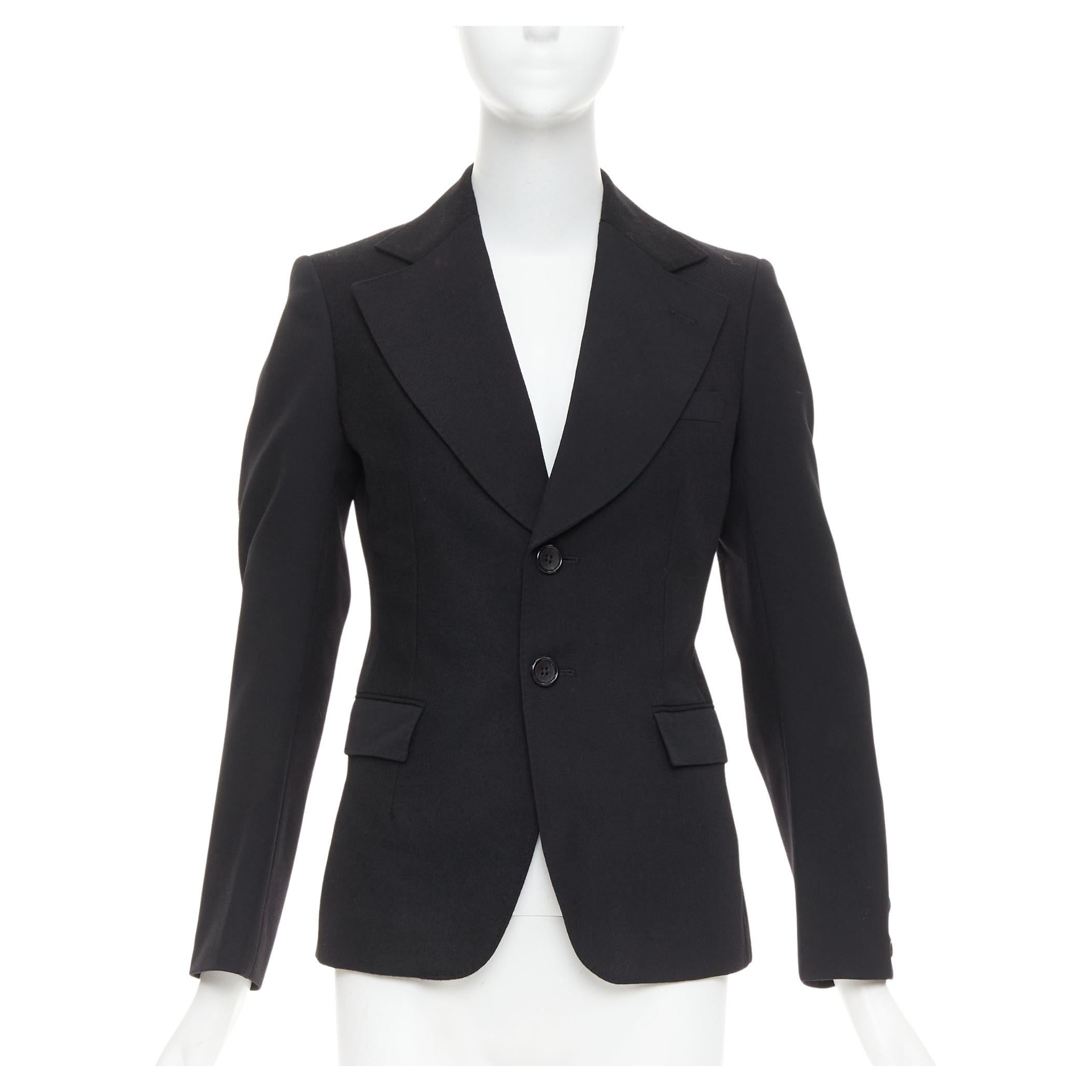Junya Watanabe 2006 blazer en laine noire contrastée à large col et poches à rabat XS en vente