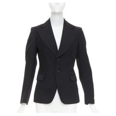 JUNYA WATANABE 2006 blazer negro de lana con cuello ancho y bolsillos con solapa en contraste XS