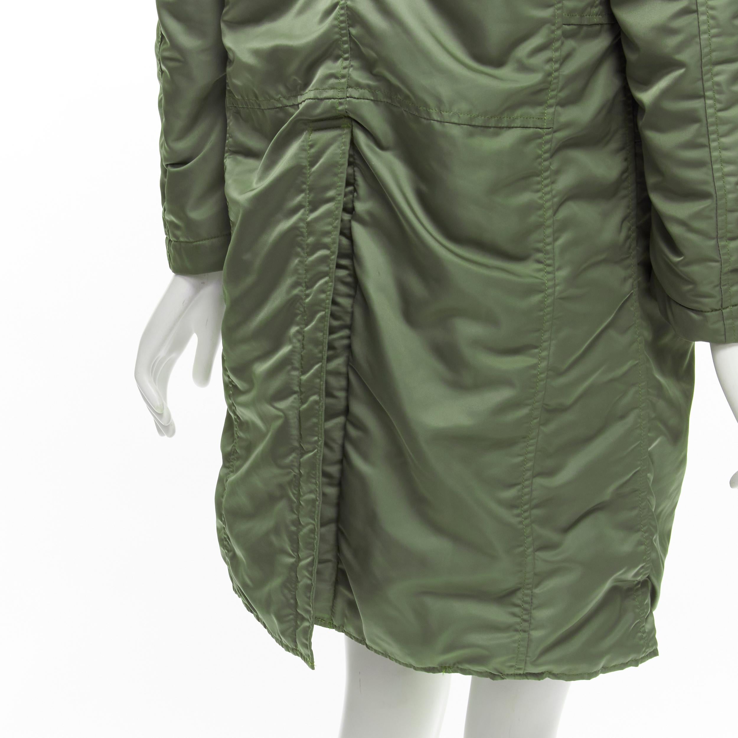 JUNYA WATANABE 2006 brown faux fur hood green padded safari army coat XS For Sale 4