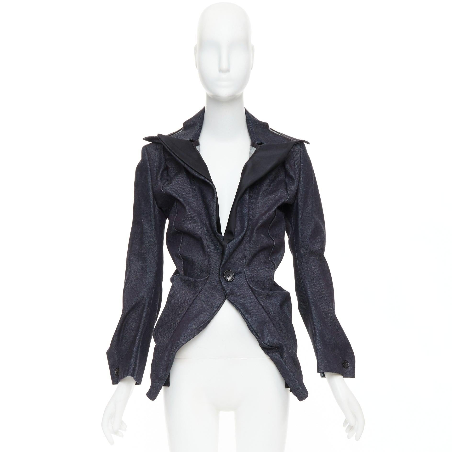 De las mujeres JUNYA WATANABE Blazer deconstruido fruncido de tela vaquera azul índigo 2006 S en venta