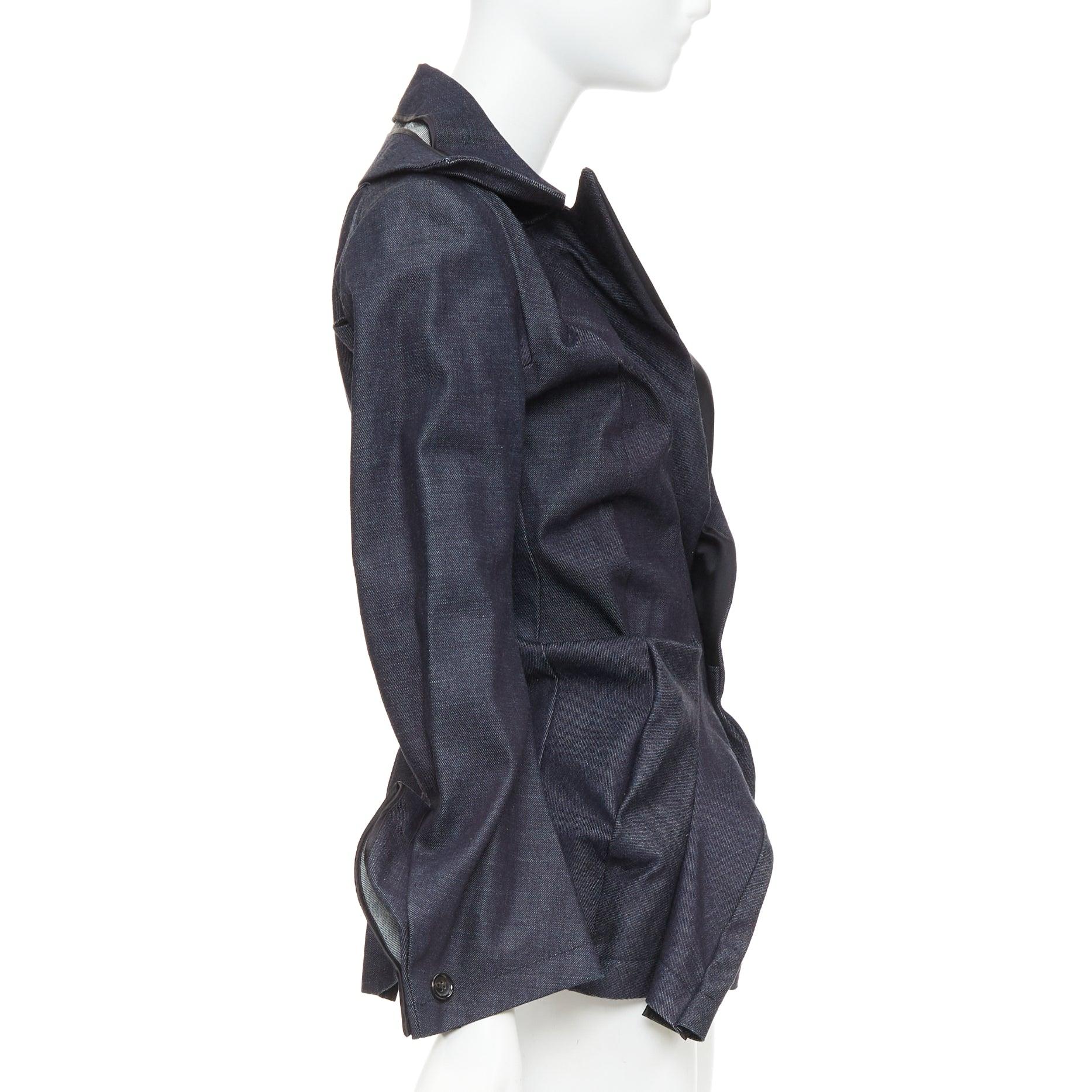 JUNYA WATANABE Blazer deconstruido fruncido de tela vaquera azul índigo 2006 S en venta 1