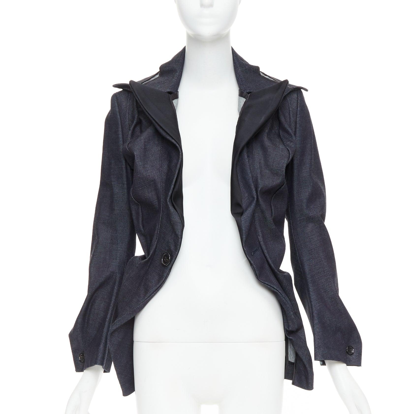 JUNYA WATANABE Blazer deconstruido fruncido de tela vaquera azul índigo 2006 S en venta 2