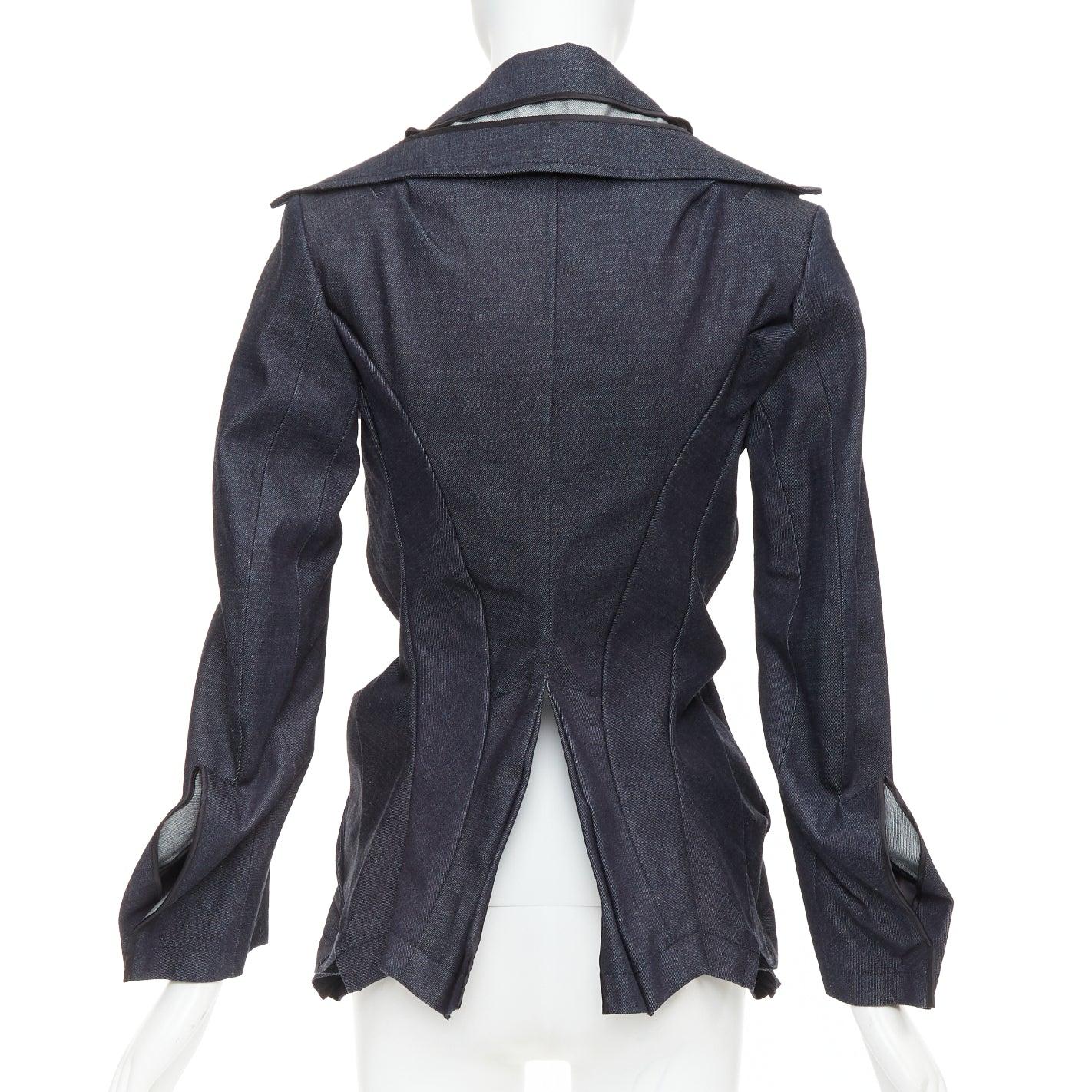 JUNYA WATANABE Blazer deconstruido fruncido de tela vaquera azul índigo 2006 S en venta 3