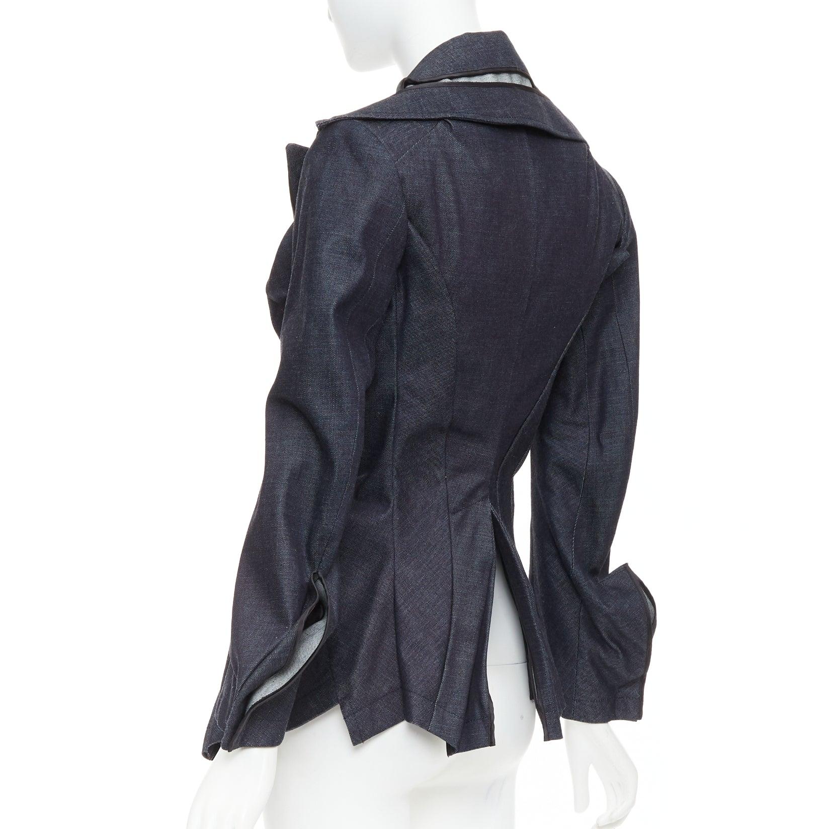 JUNYA WATANABE Blazer deconstruido fruncido de tela vaquera azul índigo 2006 S en venta 4