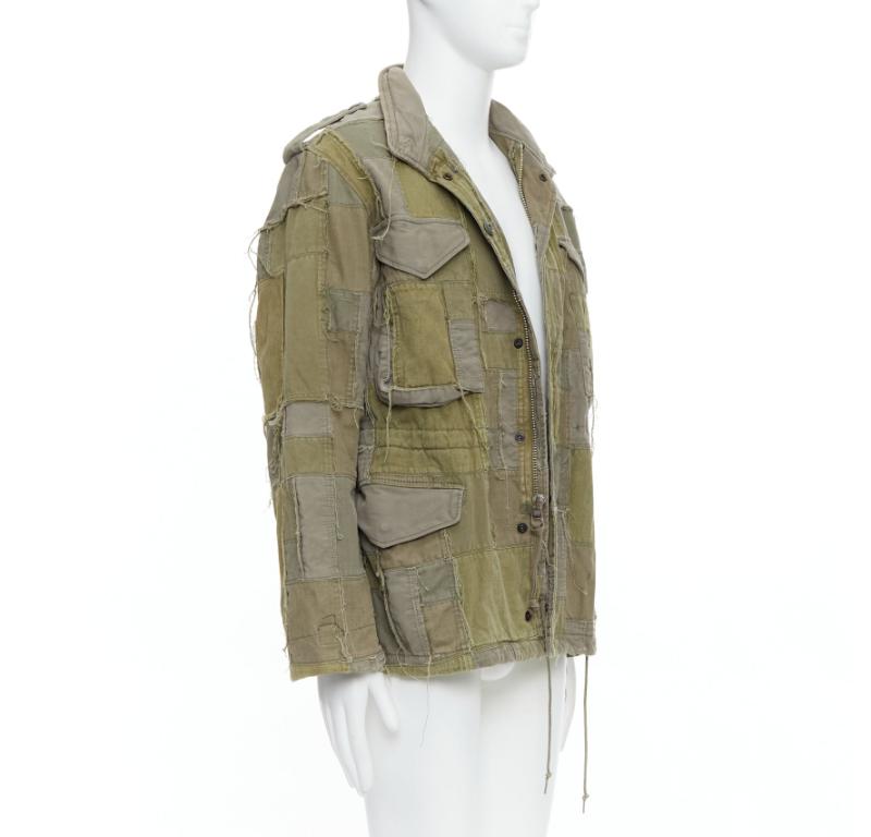 Brown JUNYA WATANABE 2006 M65 green frayed patchwork field coat XS
