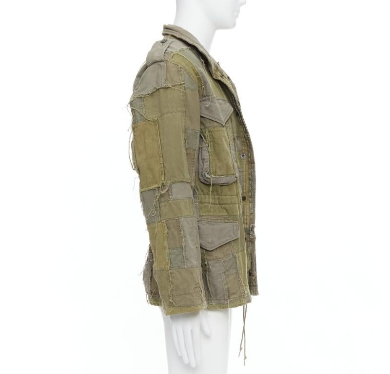 JUNYA WATANABE 2006 M65 green frayed patchwork field coat XS In Excellent Condition In Hong Kong, NT