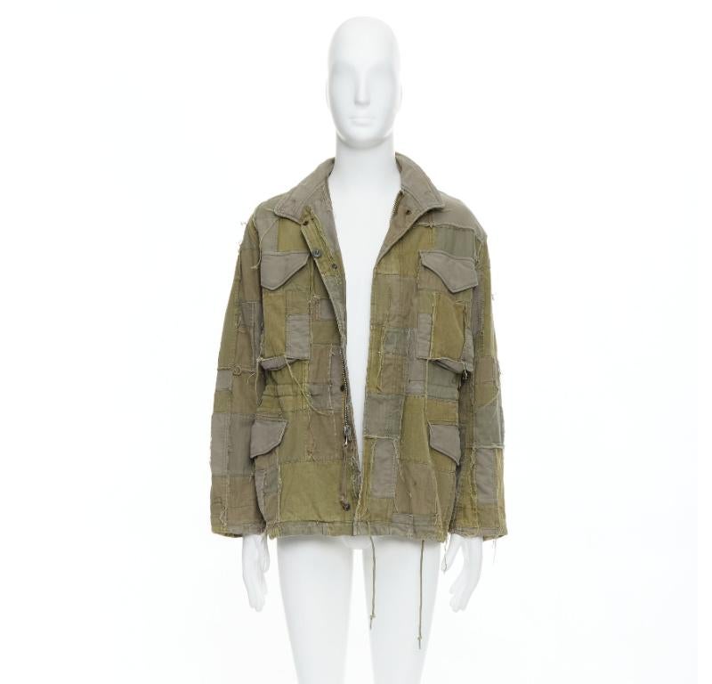 JUNYA WATANABE 2006 M65 green frayed patchwork field coat XS 4