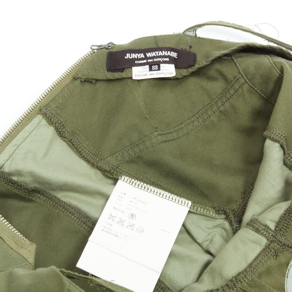 JUNYA WATANABE 2006 Runway military  green lace deconstructed dress XS 5