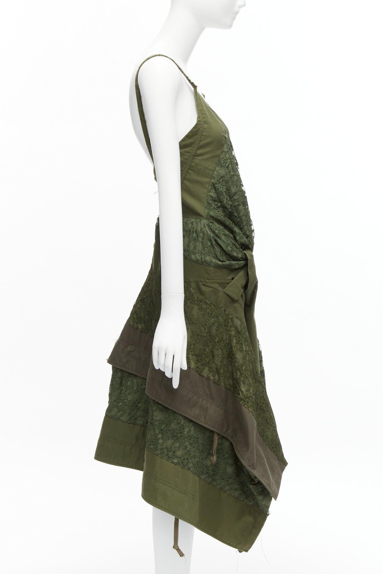JUNYA WATANABE 2006 Runway military  green lace deconstructed dress XS In Excellent Condition In Hong Kong, NT