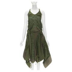 JUNYA WATANABE 2006 Runway military  green lace deconstructed dress XS