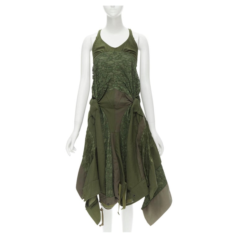 JUNYA WATANABE 2006 Runway military green lace deconstructed dress XS at  1stDibs