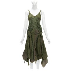 JUNYA WATANABE 2006 Runway military green lace deconstructed dress XS
