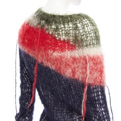 JUNYA WATANABE 2006 Runway punk loose knit wool distressed punk sweater M