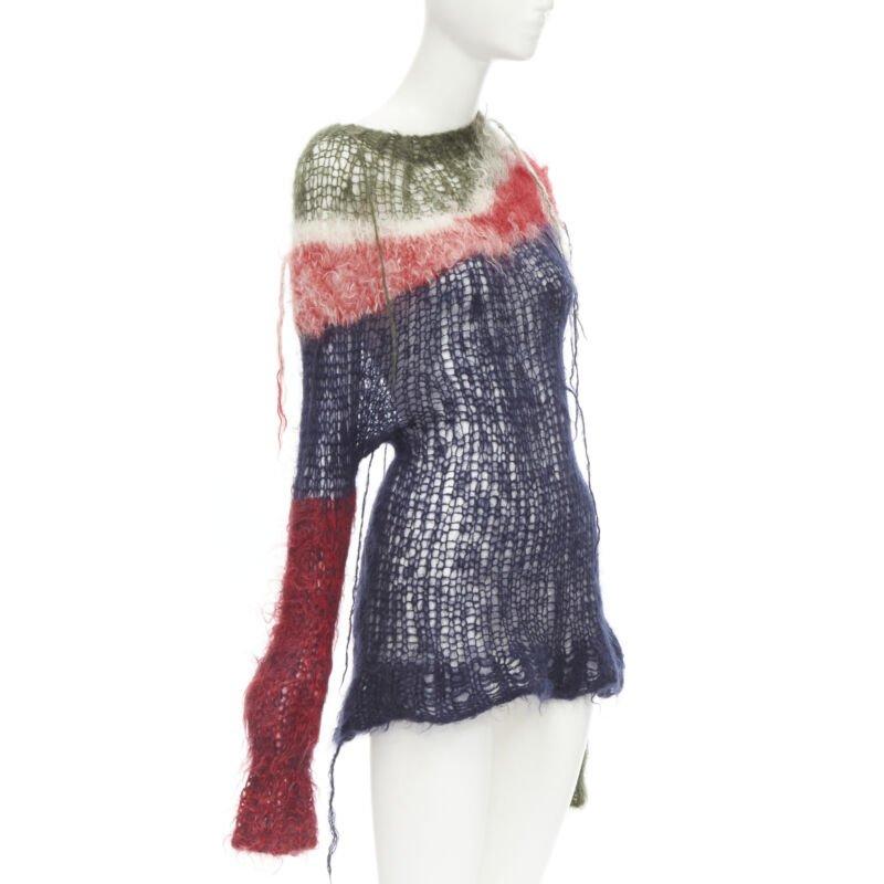 JUNYA WATANABE 2006 Laufsteg Punk-Pullover aus losem Wollstrick im Used-Look M (Grau) im Angebot