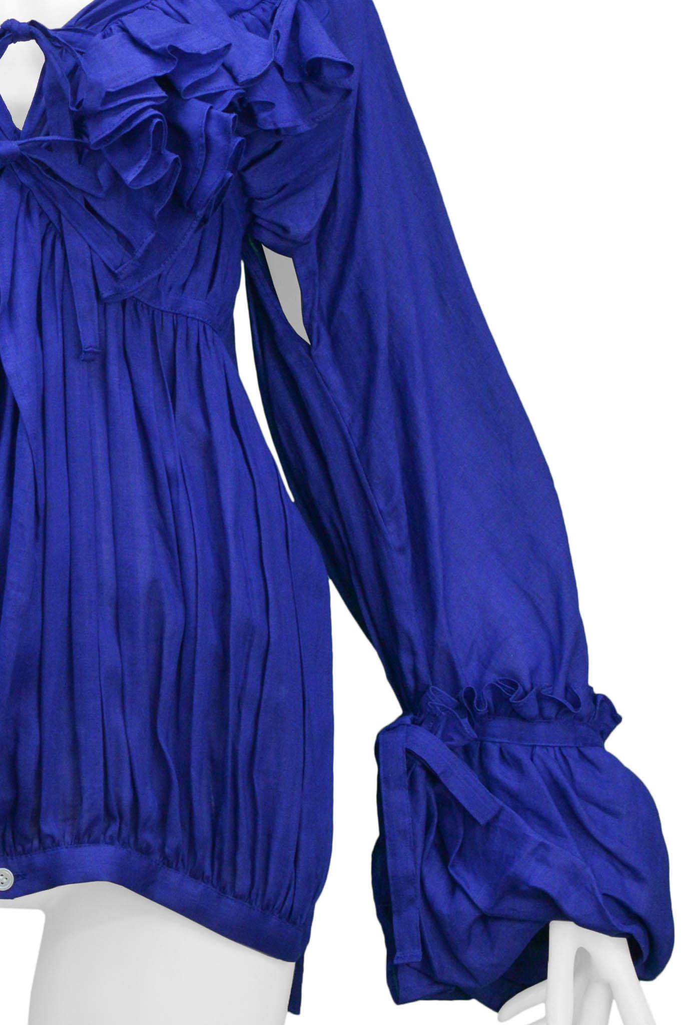 Junya Watanabe 2007 Blue Ruffle Linen Top In Excellent Condition For Sale In Los Angeles, CA