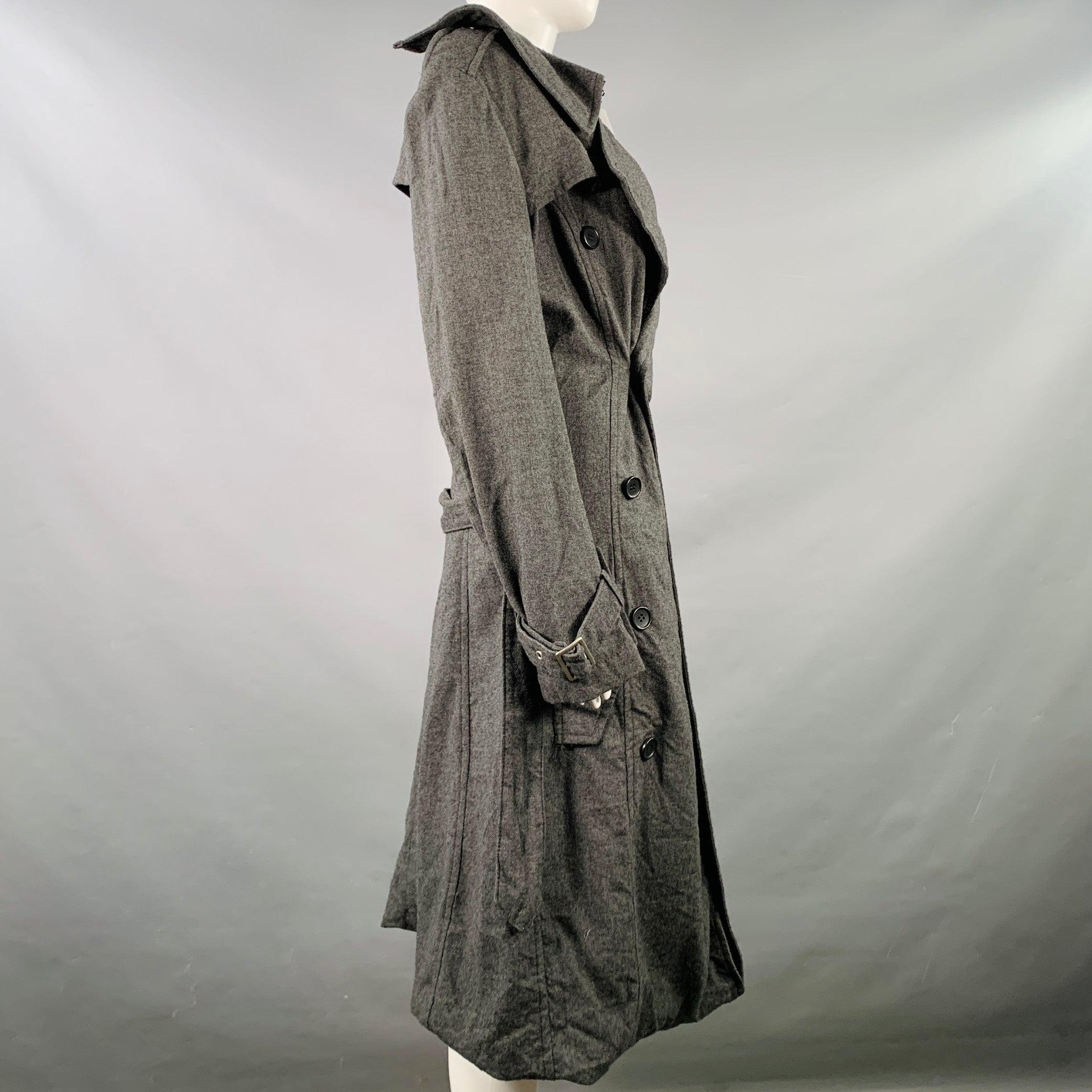 Gray JUNYA WATANABE 2007 Size S Grey Light Grey Wool Double Breasted Bubble Hem Trench Coat