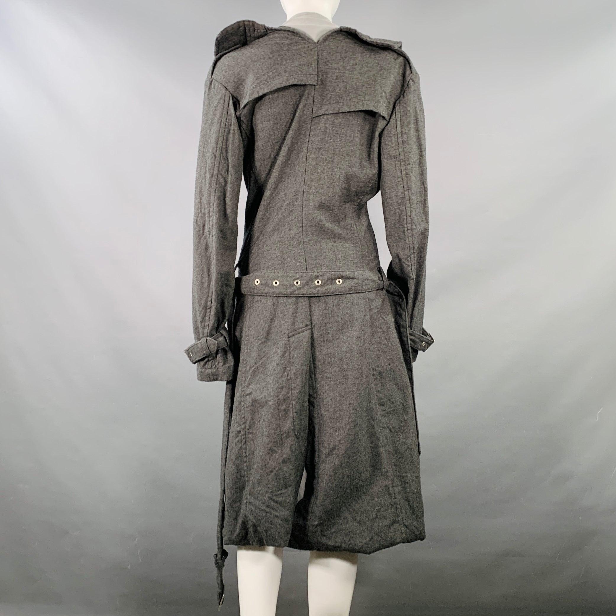 JUNYA WATANABE 2007 Size S Grey Light Grey Wool Double Breasted Bubble Hem Trench Coat In Excellent Condition In San Francisco, CA