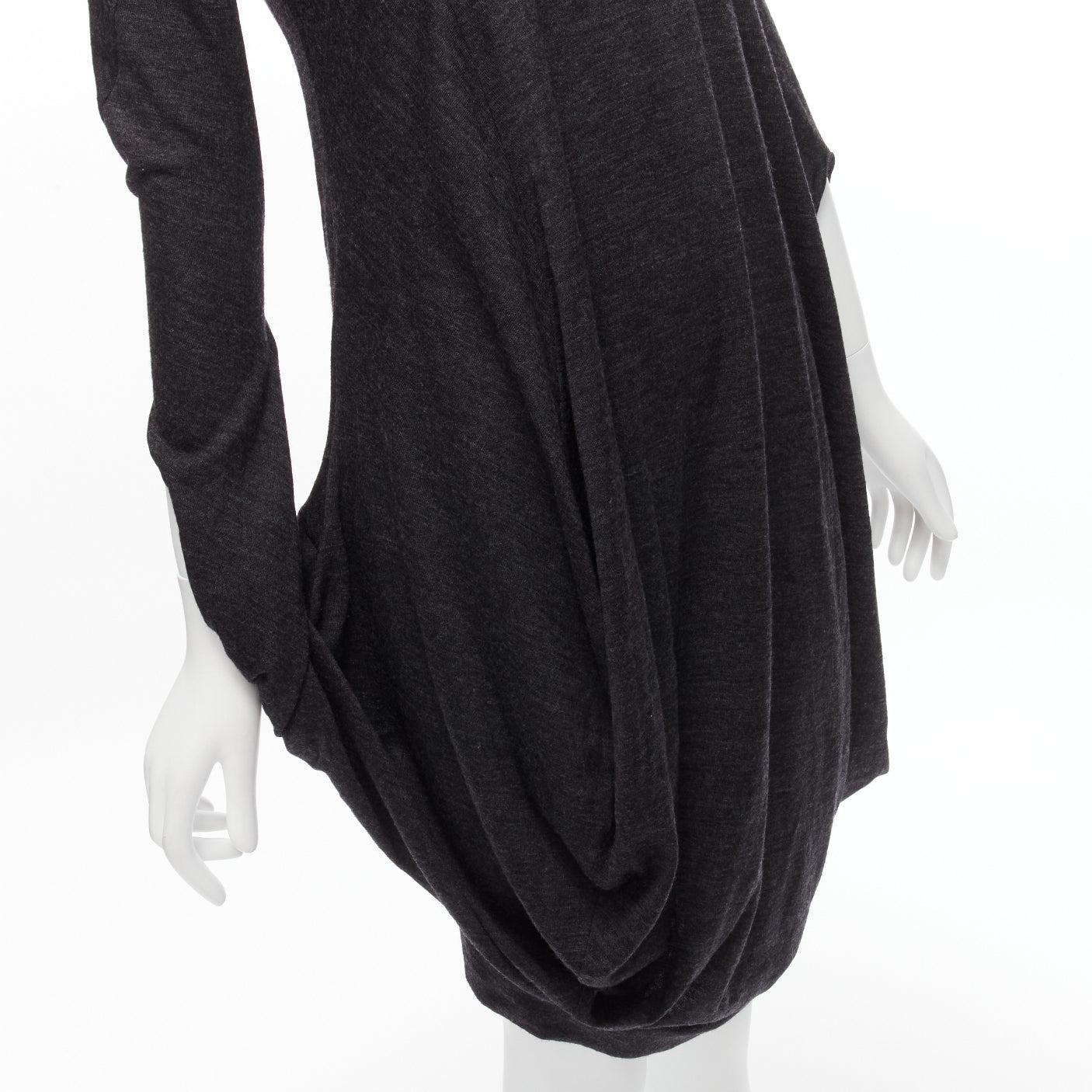 JUNYA WATANABE 2008 100% wool grey asymmetric infinity loop sleeve draped dress XS<br />Reference: CAWG/A00272<br />Brand: Junya watanabe<br />Designer: Junya Watanabe<br />Collection: 2008<br />Material: Wool<br />Color: Grey<br />Pattern: Solid<br